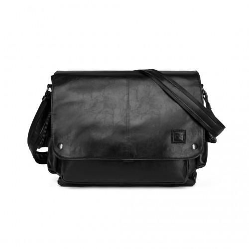 Thumbnail: EB2127 - Kono Casual Leather Men's Large Capacity Shoulder Bag - Black
