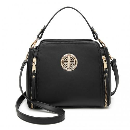 Thumbnail: LB2126 - Miss Lulu Leather Look Practical Crossbody Bag - Black
