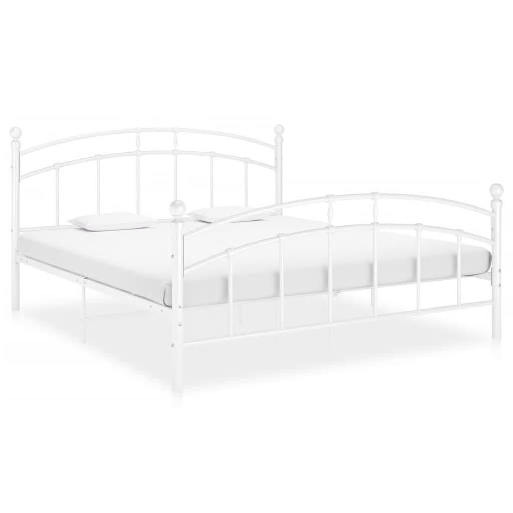 vidaXL Bed Frame White Metal 140x200 cm