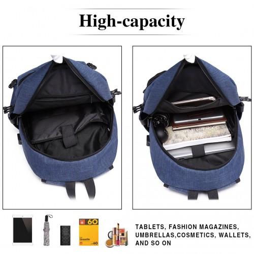 Thumbnail: E6715 - Kono Business Laptop Backpack with USB Charging Port - Navy Blue