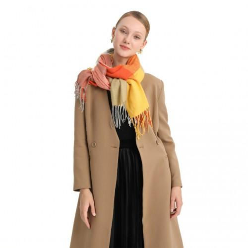 Thumbnail: S6433 - Acrylic Fashion Women's Long Shawl Grid Tassel Winter Warm Oversized