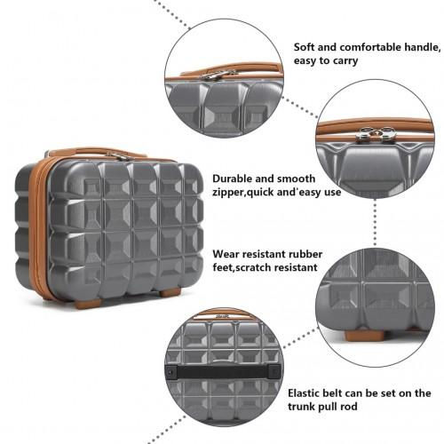 Thumbnail: K2292L - Kono 13 Inch Lightweight Hard Shell ABS Vanity Case - Grey