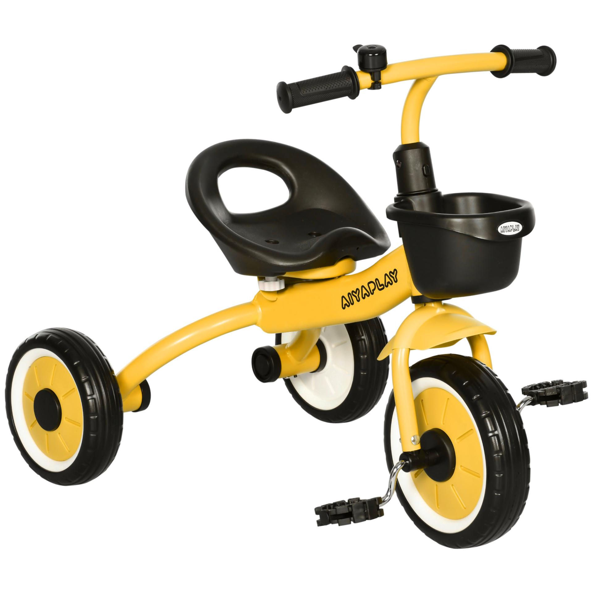 AIYAPLAY Kids Trike, Tricycle, with Adjustable Seat, Basket, Bell, for Ages 2-5