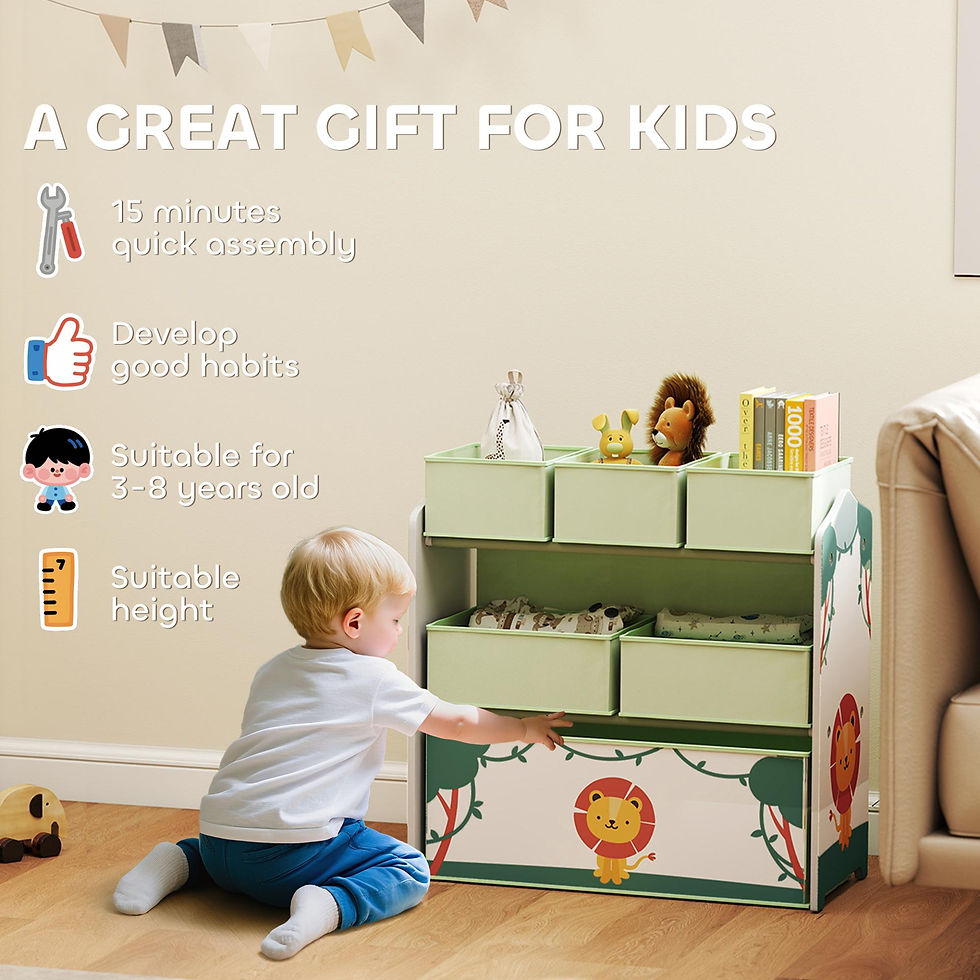 Thumbnail: AIYAPLAY Kids Toy Storage Units, 3-Tier Toy Organiser Shelf with 6 Removable