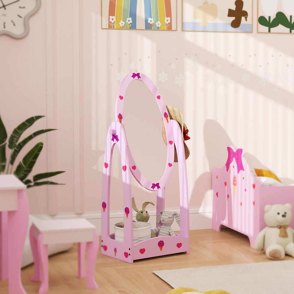Thumbnail: AIYAPLAY Kids Full Length Mirror, 360� Rotating Children Standing Mirror with