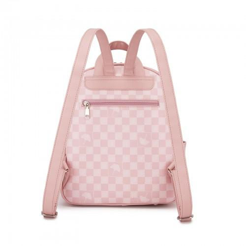 Thumbnail: BPM2614 - Miss Lulu Checked PVC Backpack with Detachable Bow, Casual Women’s