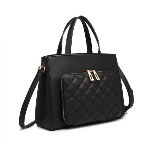 Miss Lulu Classic Quilted Handbag - Black | Premium Quality Soft Synthetic
