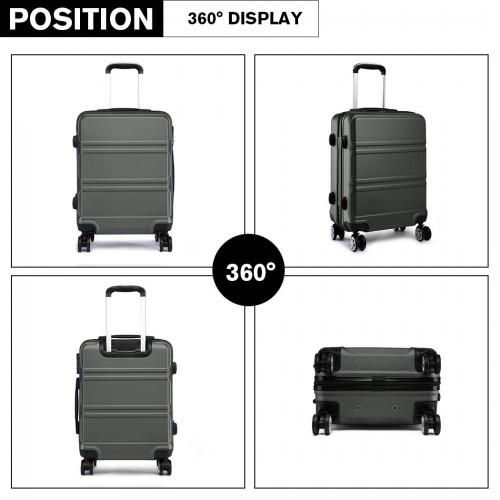Thumbnail: K1871-1L - Kono ABS 28 Inch Sculpted Horizontal Design Suitcase - Grey