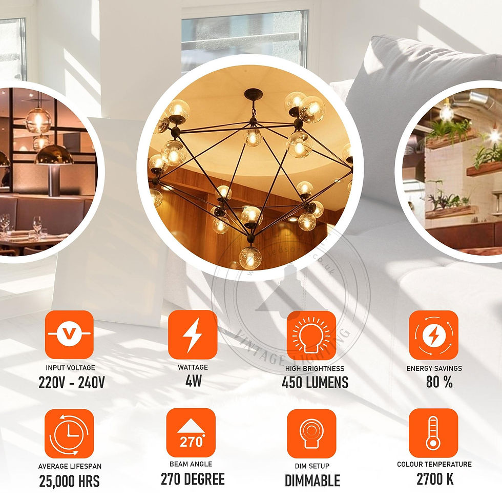 Thumbnail: 3 PCS Vintage LED Bulbs E27 G95 Screw Dimmable 4W Filament Light Bulb~4166
