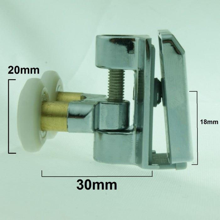 Thumbnail: 2 x Twin Top Zinc Alloy Shower Door Rollers/Runners/Spares 20mm Wheel Diameter