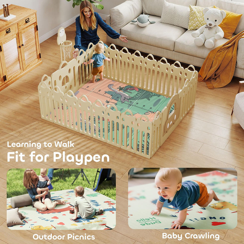 Thumbnail: AIYAPLAY Dinosaur-Themed Baby Plat Mat Double Sided, Foldable, Water-Resistant