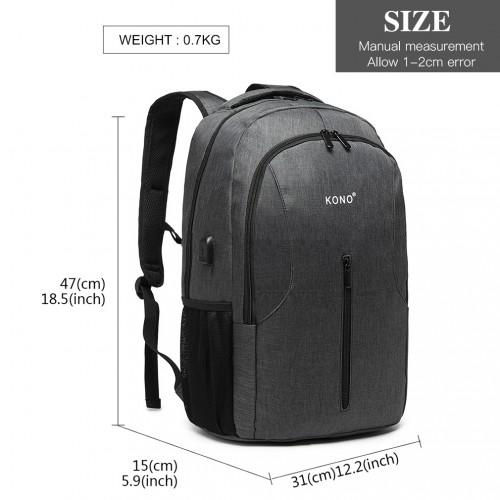 Thumbnail: E6904 - Kono Large Backpack with USB Charging Interface - Grey