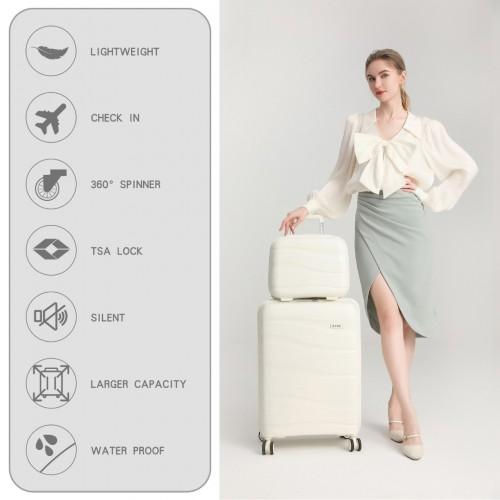 Thumbnail: K2094L - Kono 14/20 Inch Lightweight Polypropylene Hard Shell 2 Piece Suitcase