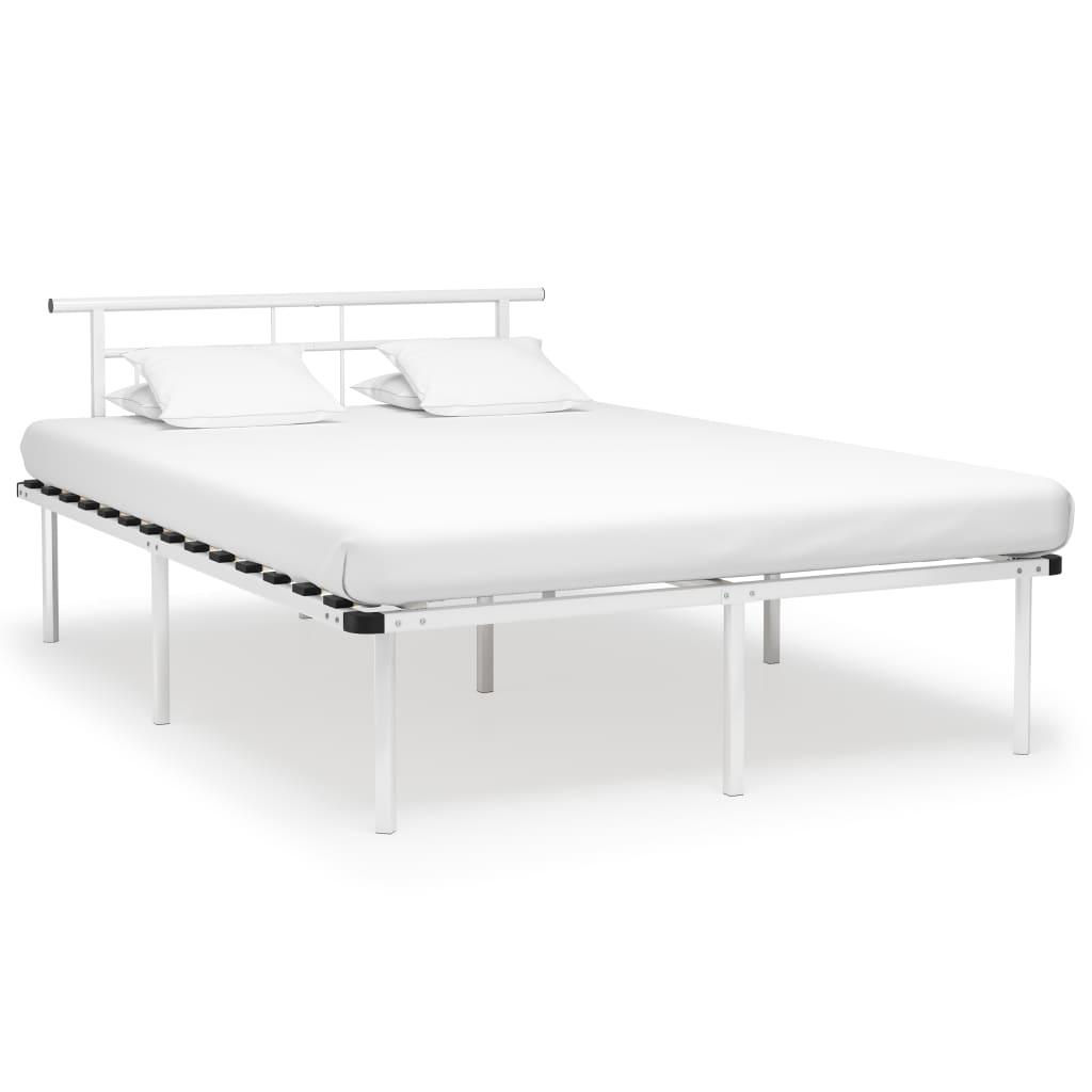 vidaXL Bed Frame White Metal 140x200 cm