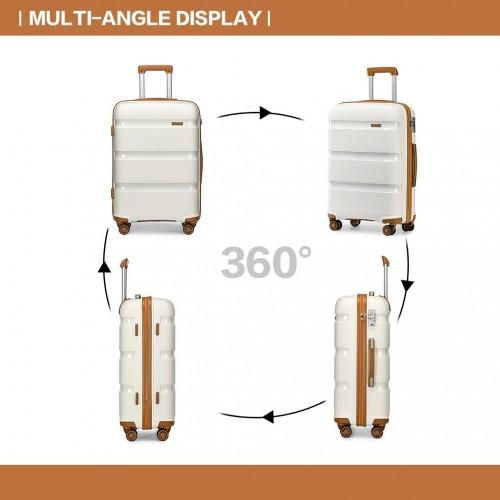 Thumbnail: K2092L - Kono 24 Inch Bright Hard Shell PP Suitcase - Classic Collection - Cream