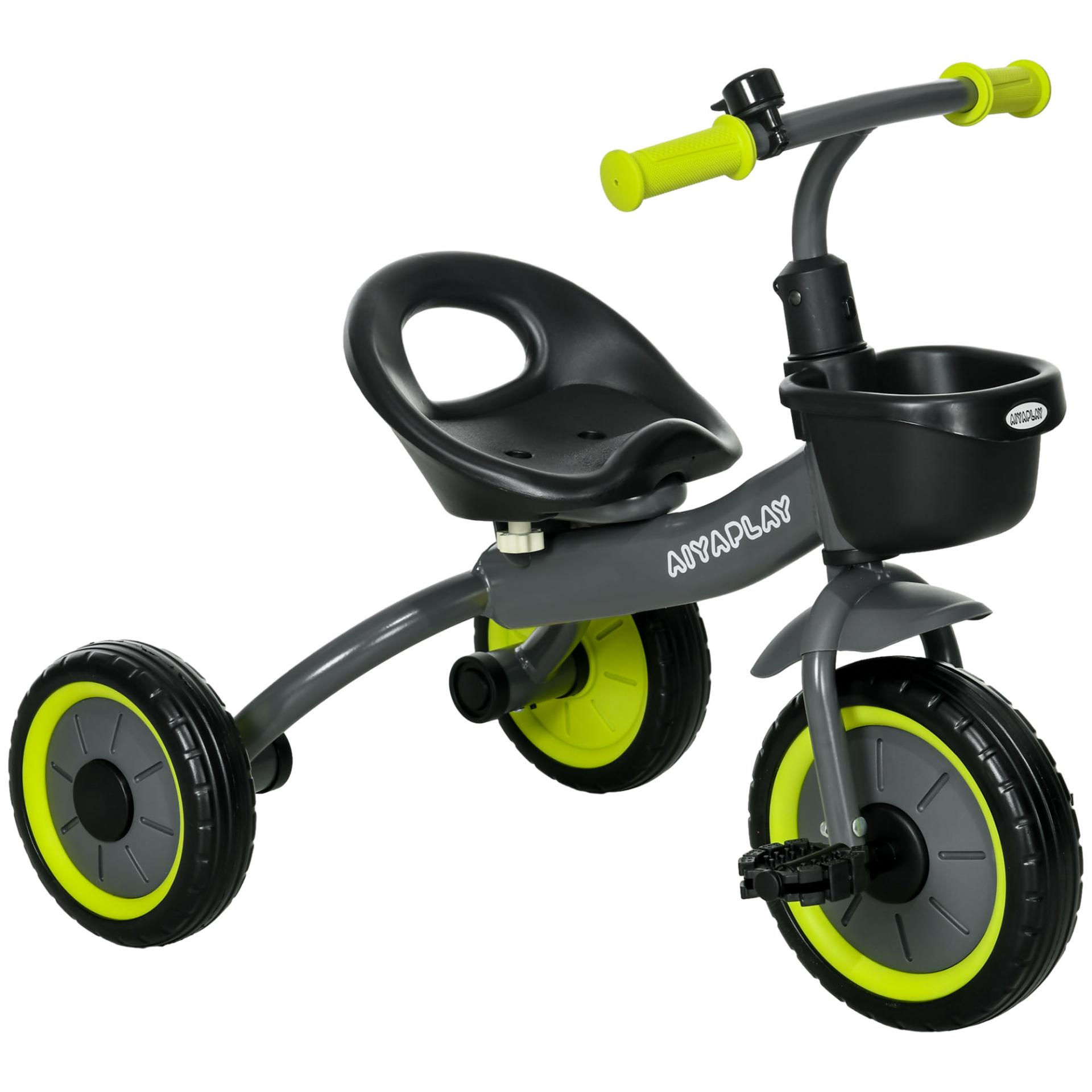 AIYAPLAY Kids Trike, Tricycle, with Adjustable Seat, Basket, Bell, for Ages 2-5