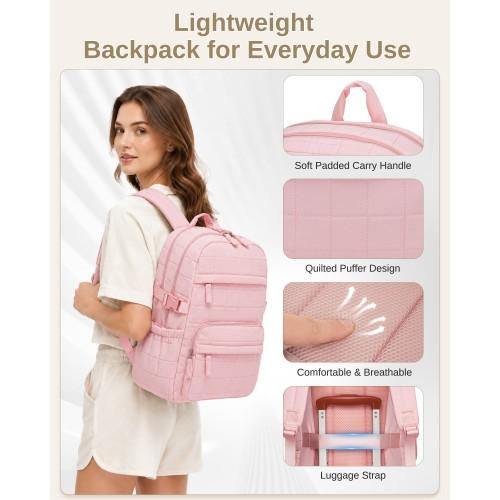 Thumbnail: BPM2609 - Miss Lulu Quilted Lightweight Backpack, Fits 15.6 Inch Notebook, Cabin