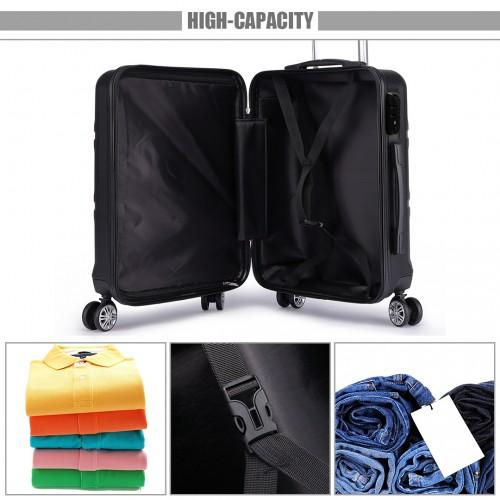 Thumbnail: K1871-1L - Kono ABS 28 Inch Sculpted Horizontal Design Suitcase - Black