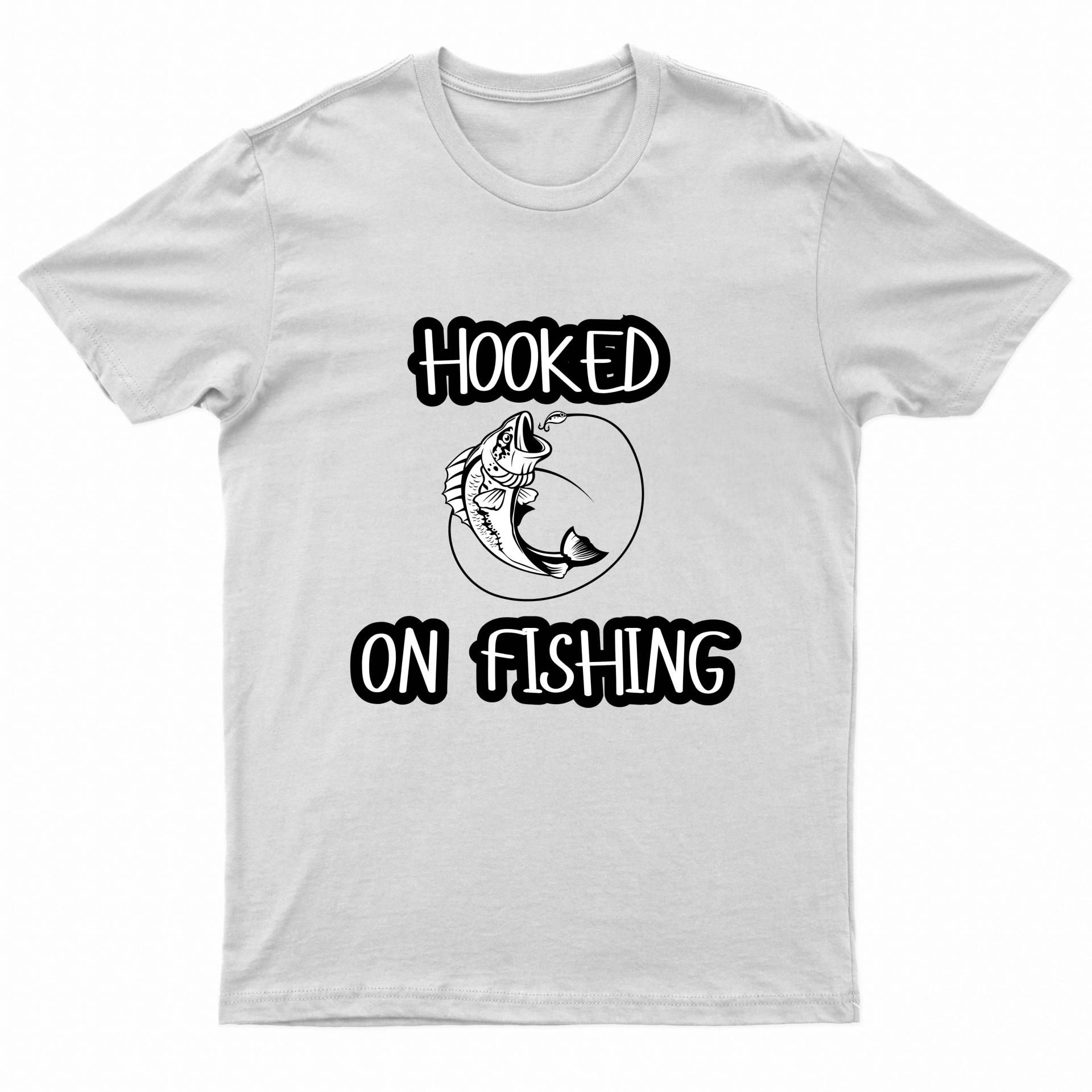 Adults Unisex Hooked on Fishing T-Shirts - Premium Cotton, Vibrant Print, Ideal
