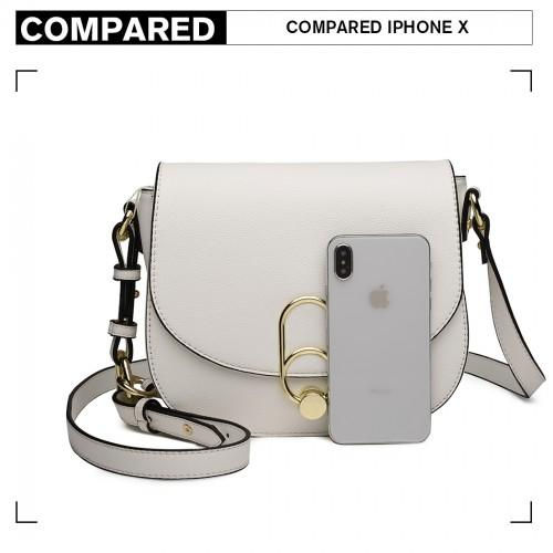 Thumbnail: LZ1831 - MISS LULU CROSS BODY SADDLE BAG - WHITE