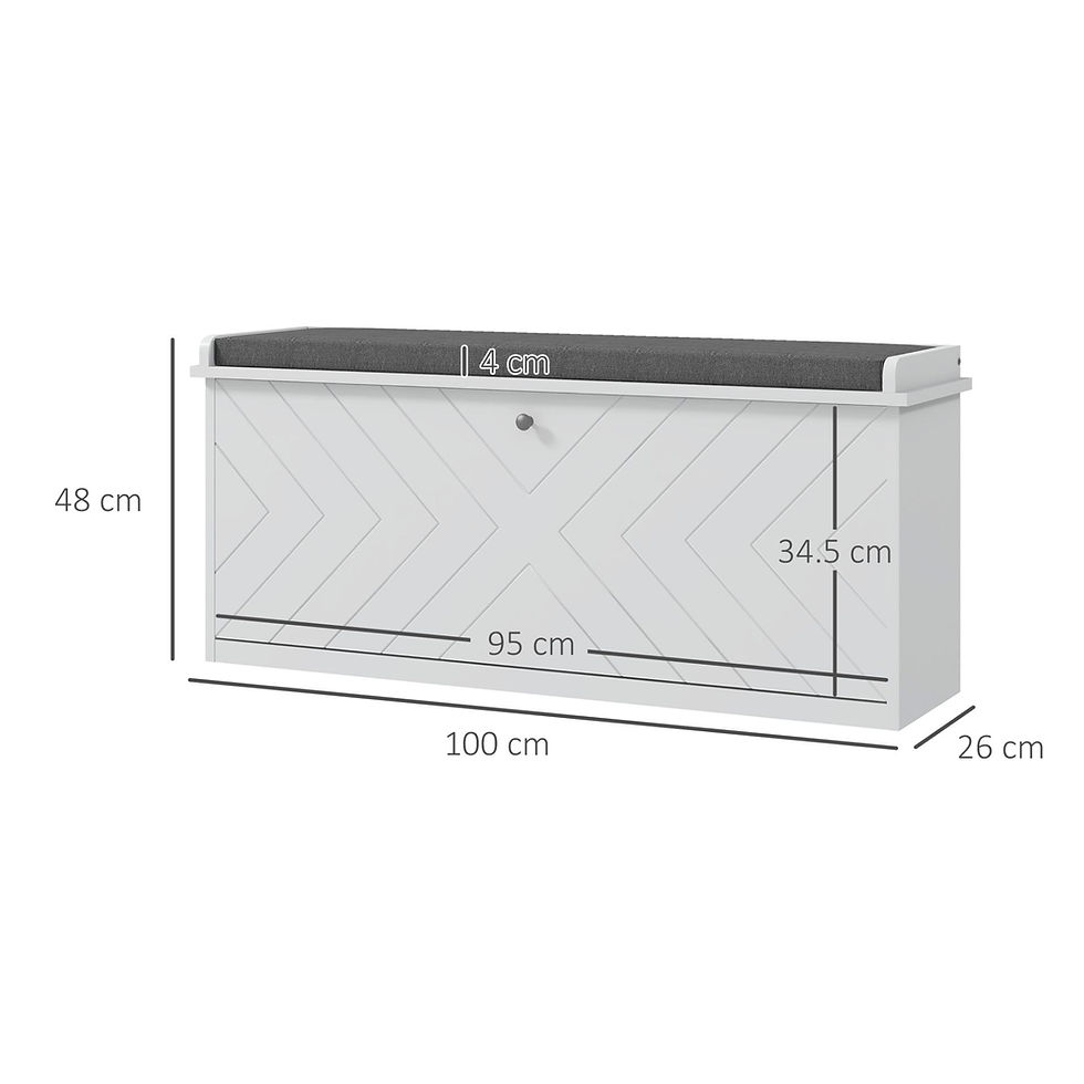 Thumbnail: HOMCOM 10-Shoe Storage Bench, with Padded Top Seat - White/Grey