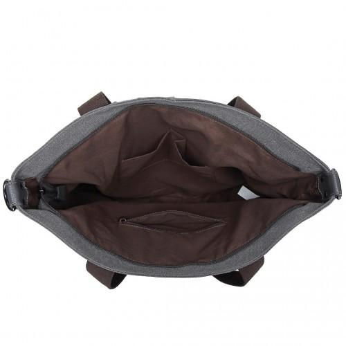 Thumbnail: EH2221 - Kono Paneled Contrast Large Capacity Canvas Shoulder Bag - Grey