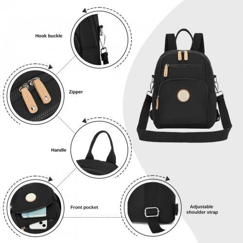 Thumbnail: BPM2651 - Miss Lulu 3-in-1 Convertible Backpack with Removable Long Strap - Wear