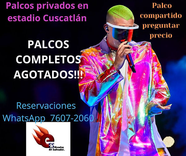 Palcos privados en estadio Cuscatlán Laterales $75 x persona Centro $125 x persona Reserva