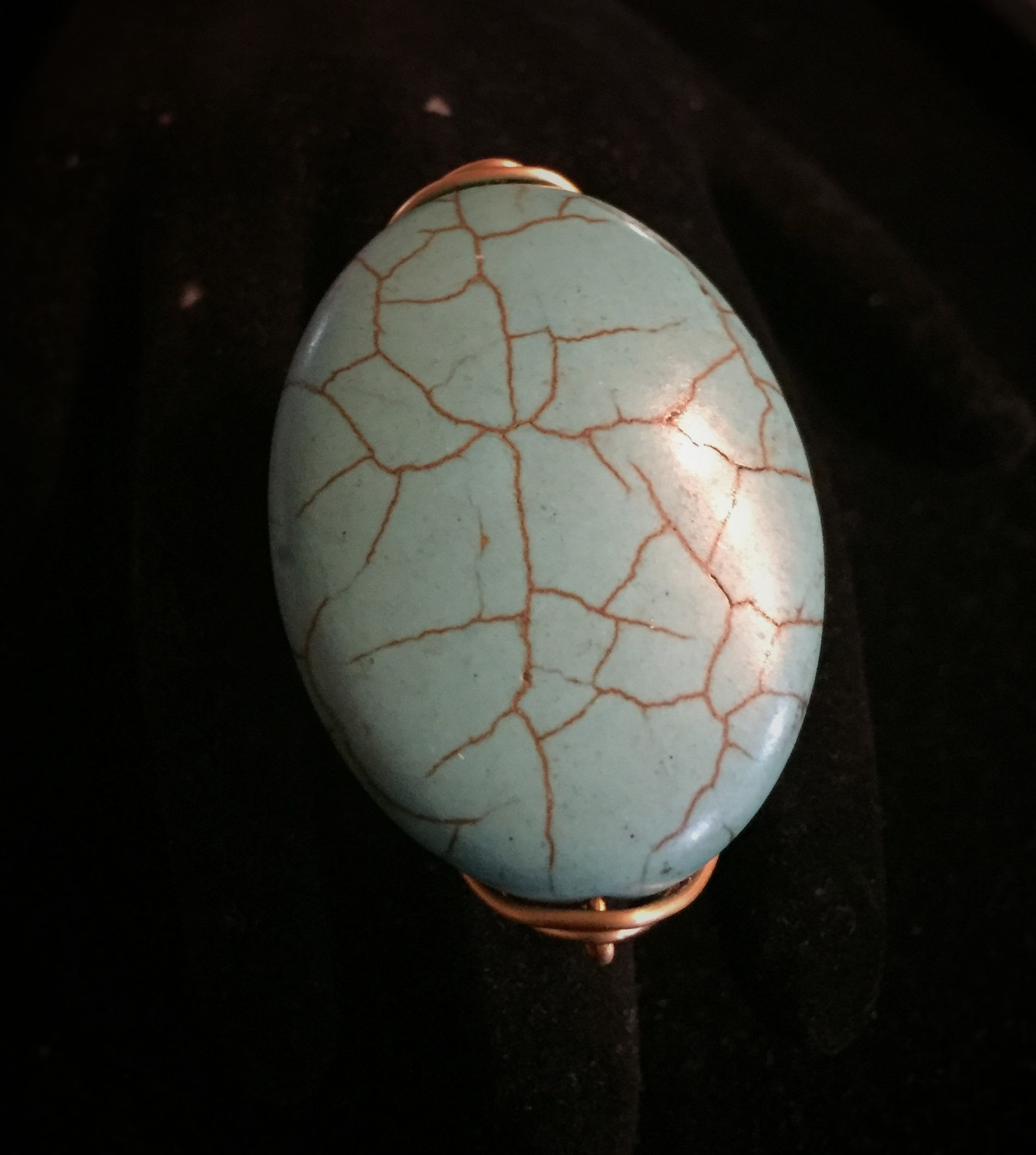 Turquoise Round Rock Ring with Gold