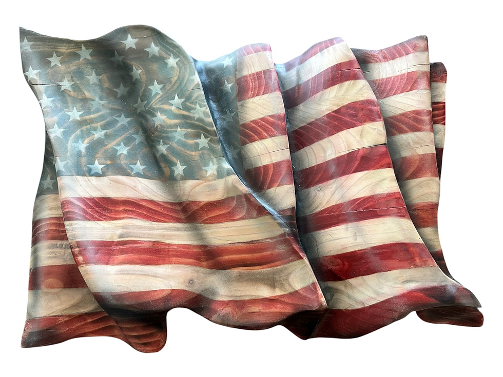 Thumbnail: Handcarvedwooden wavy American Flag