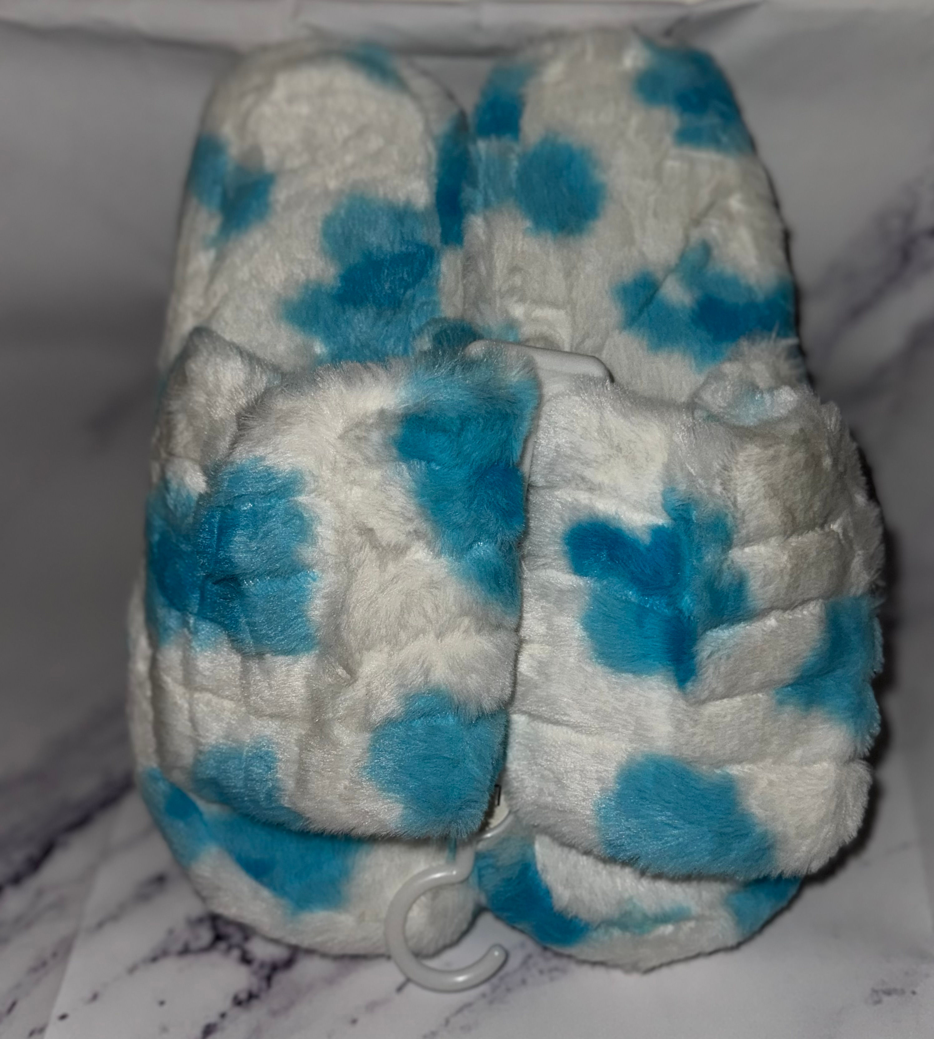 Womens Open Toed Slippers (Blue & White Cotton Candy)