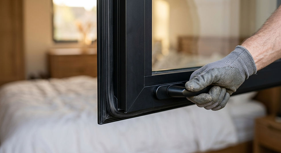 Empaque y vidrio laminado acústico en ventana abatible de recámara