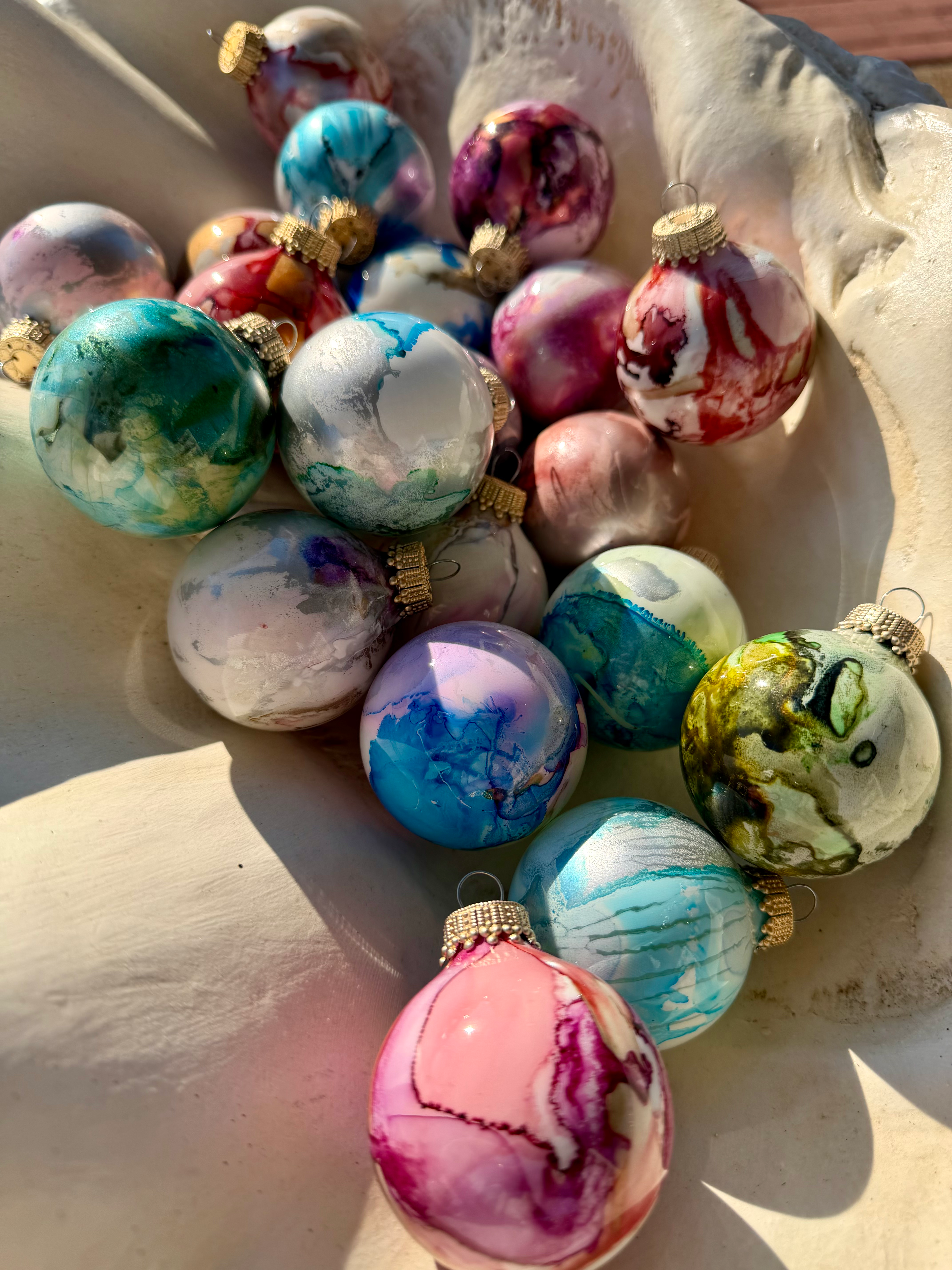 Hand painted 2” glass ornament 