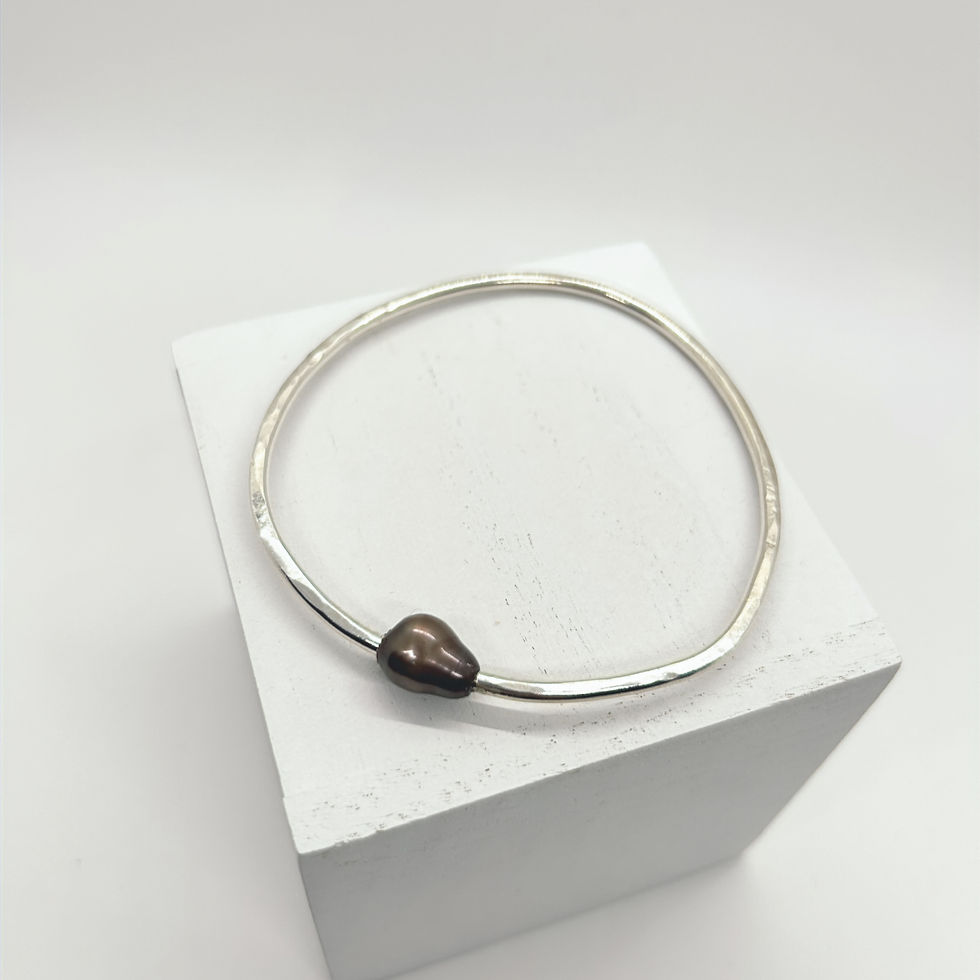Thumbnail: Mermaid Pearl Bangle — Sterling Silver & Genuine Pearl