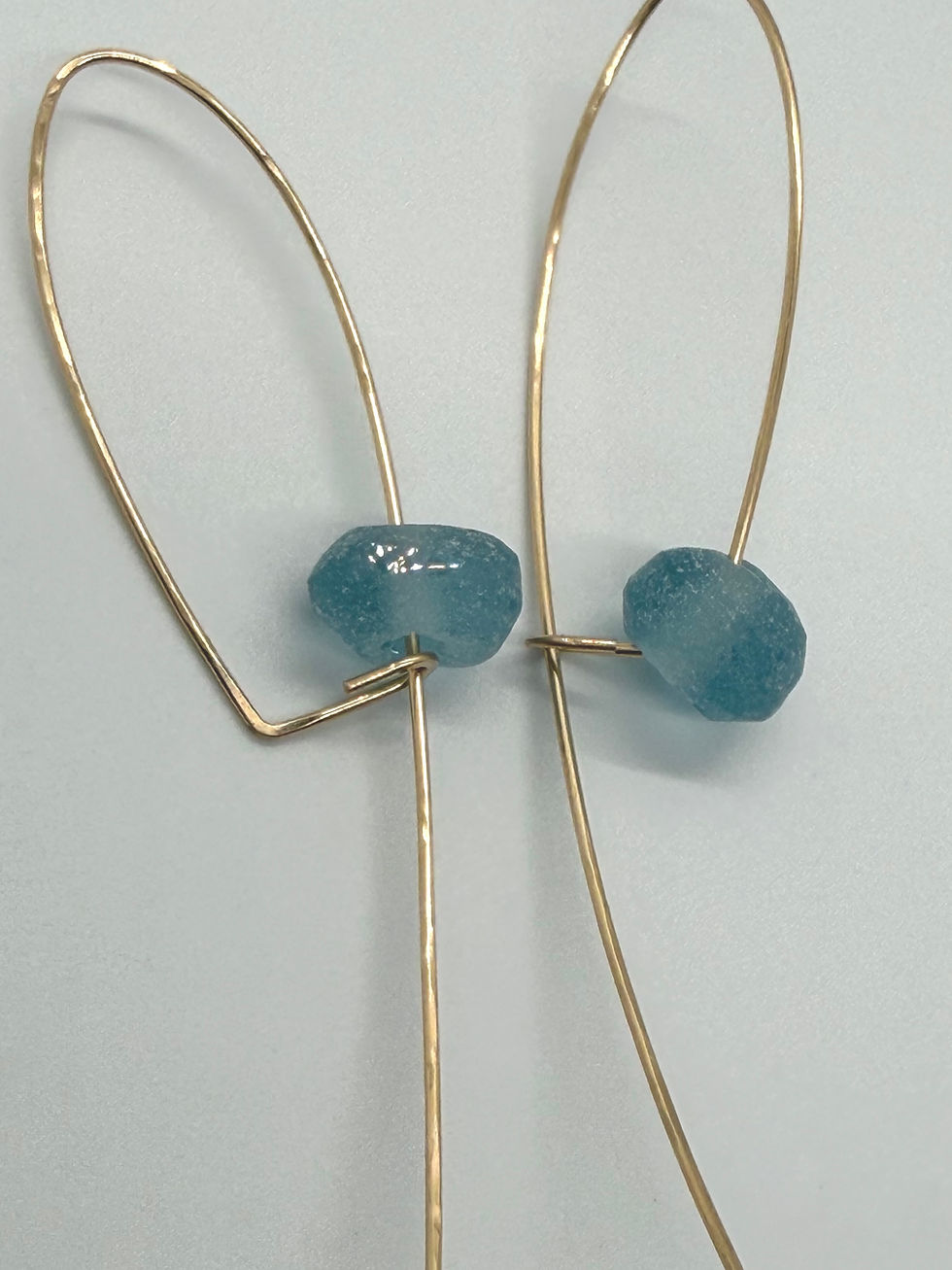 Thumbnail: Soft Blue Craft Cocktail Threader Earrings - Recycled Glass
