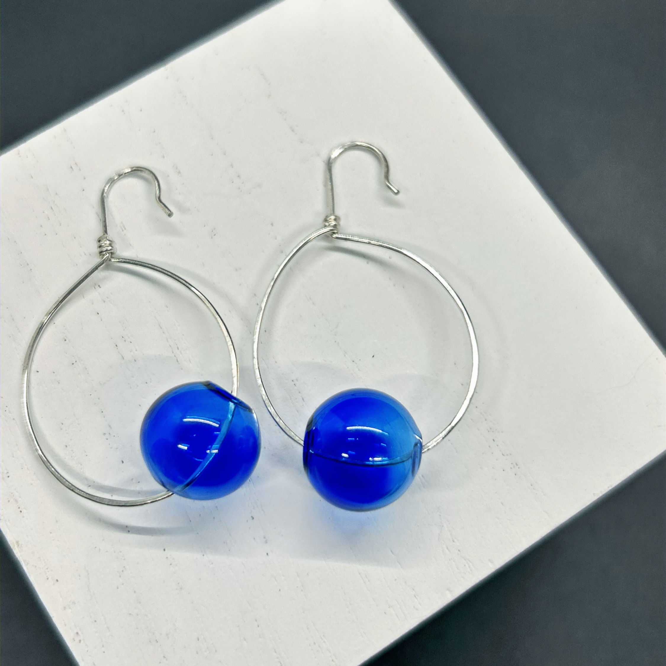 Cobalt Hand-Blown Glass Drop Earrings