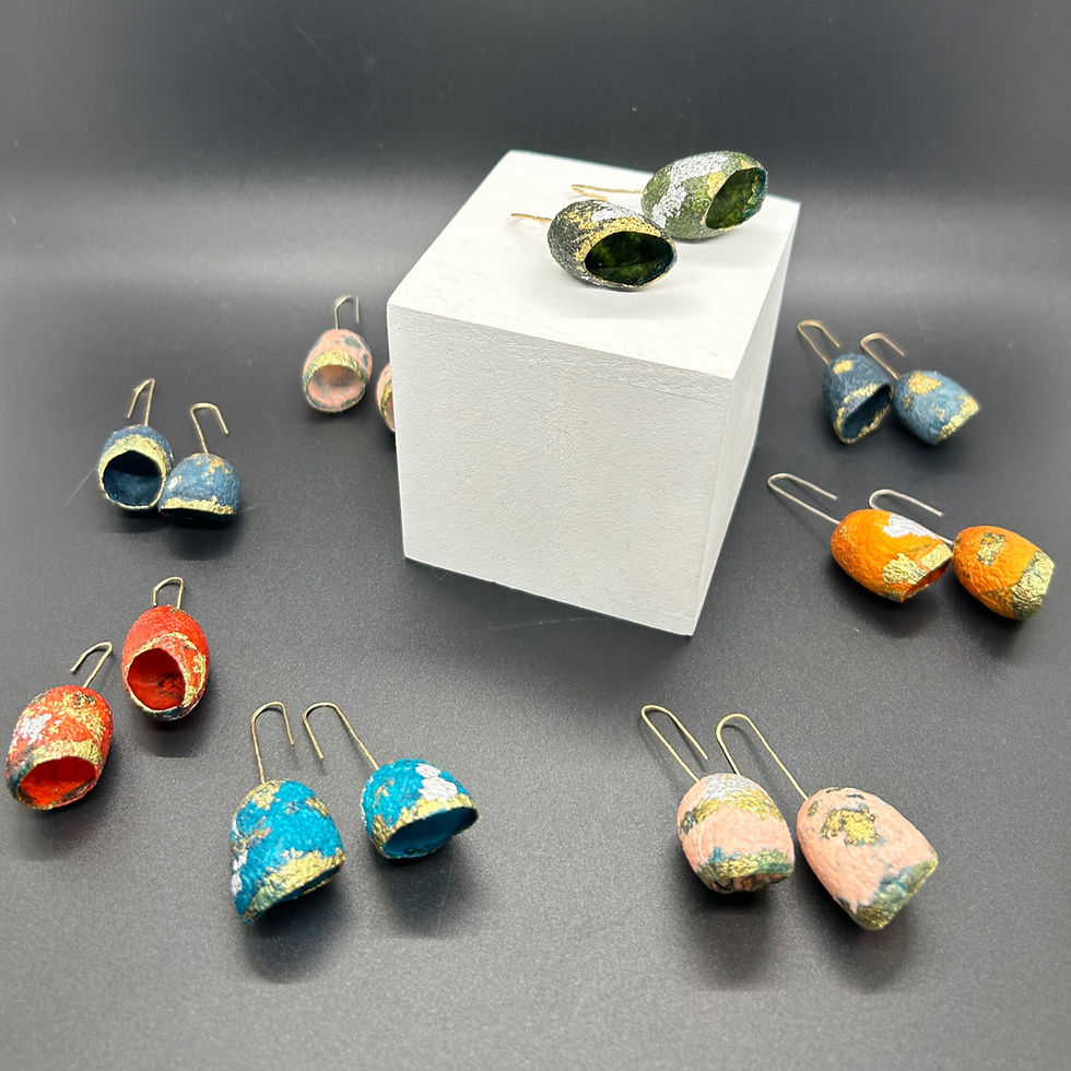 Thumbnail: Hand-Gilded Mulberry Silk Drop Earrings