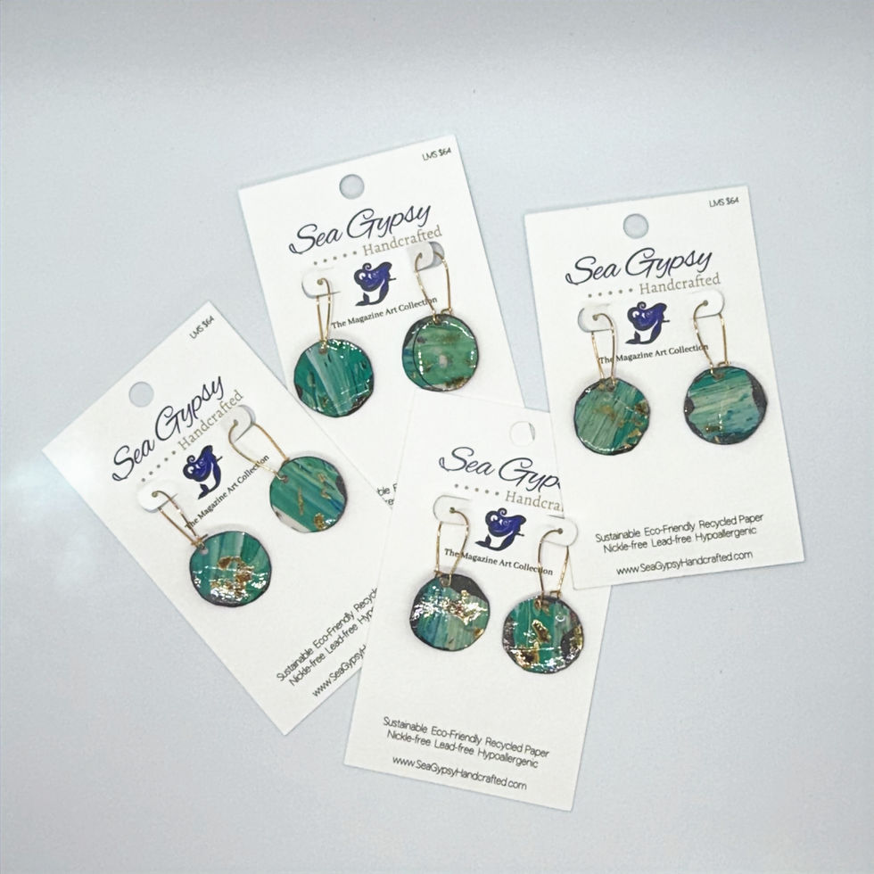 Thumbnail: Coastal Current Magazine Art Earrings — Reversible Pressed-Paper Earrings