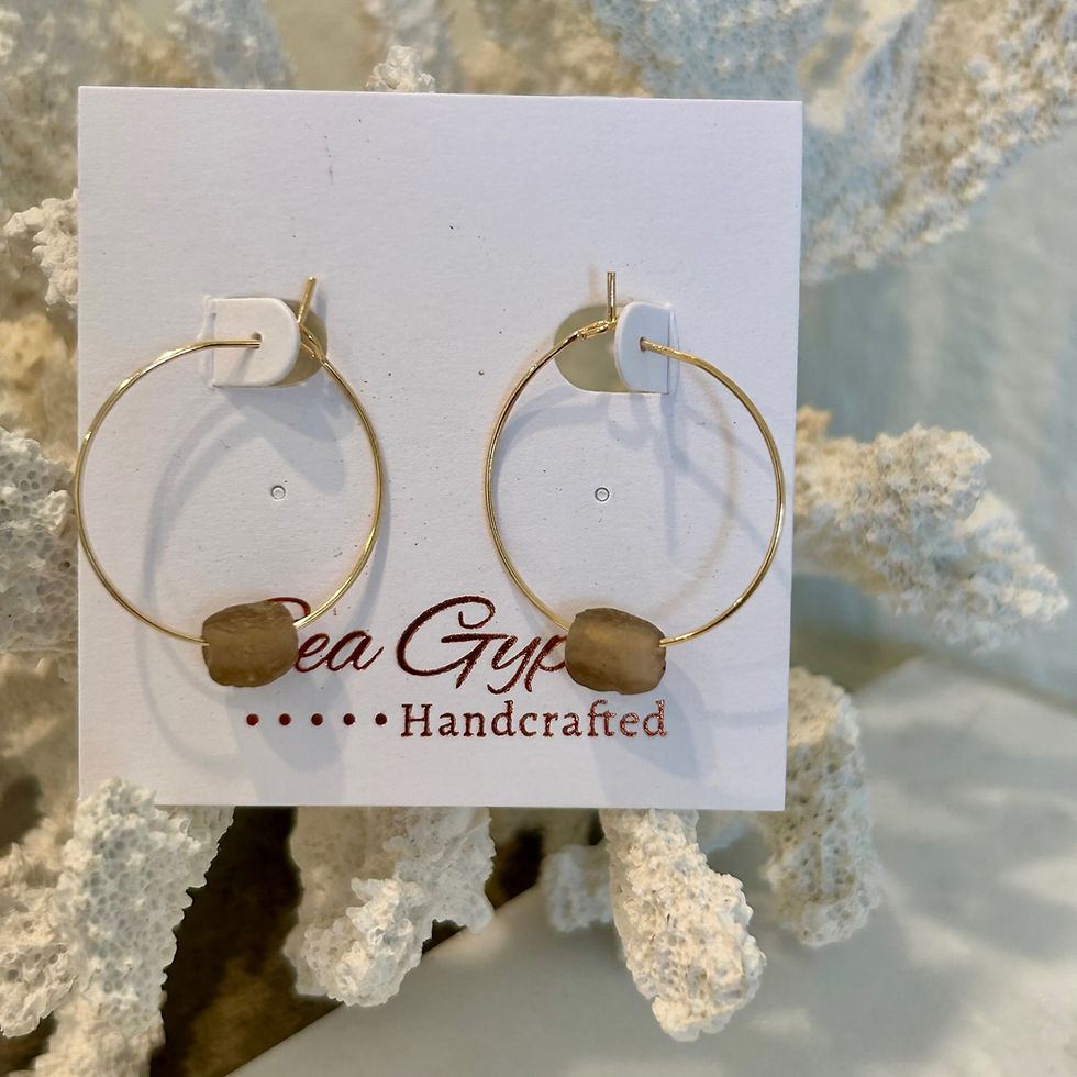 Thumbnail: Craft Cocktail Hoop Earrings, Bourbon — Recycled Glass Hoops