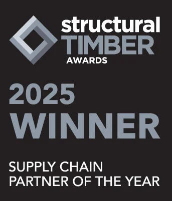 Structural timber awards winner badge for the supply chain partner of the year Timber Innovations