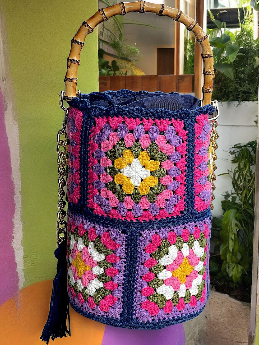Secchiello Pan Granny Cotone blu