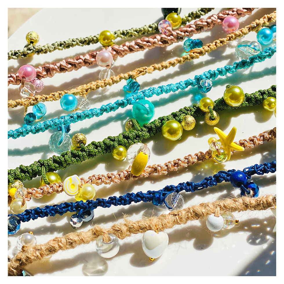 Miniatura: Bracciale/collana in cordino e charms