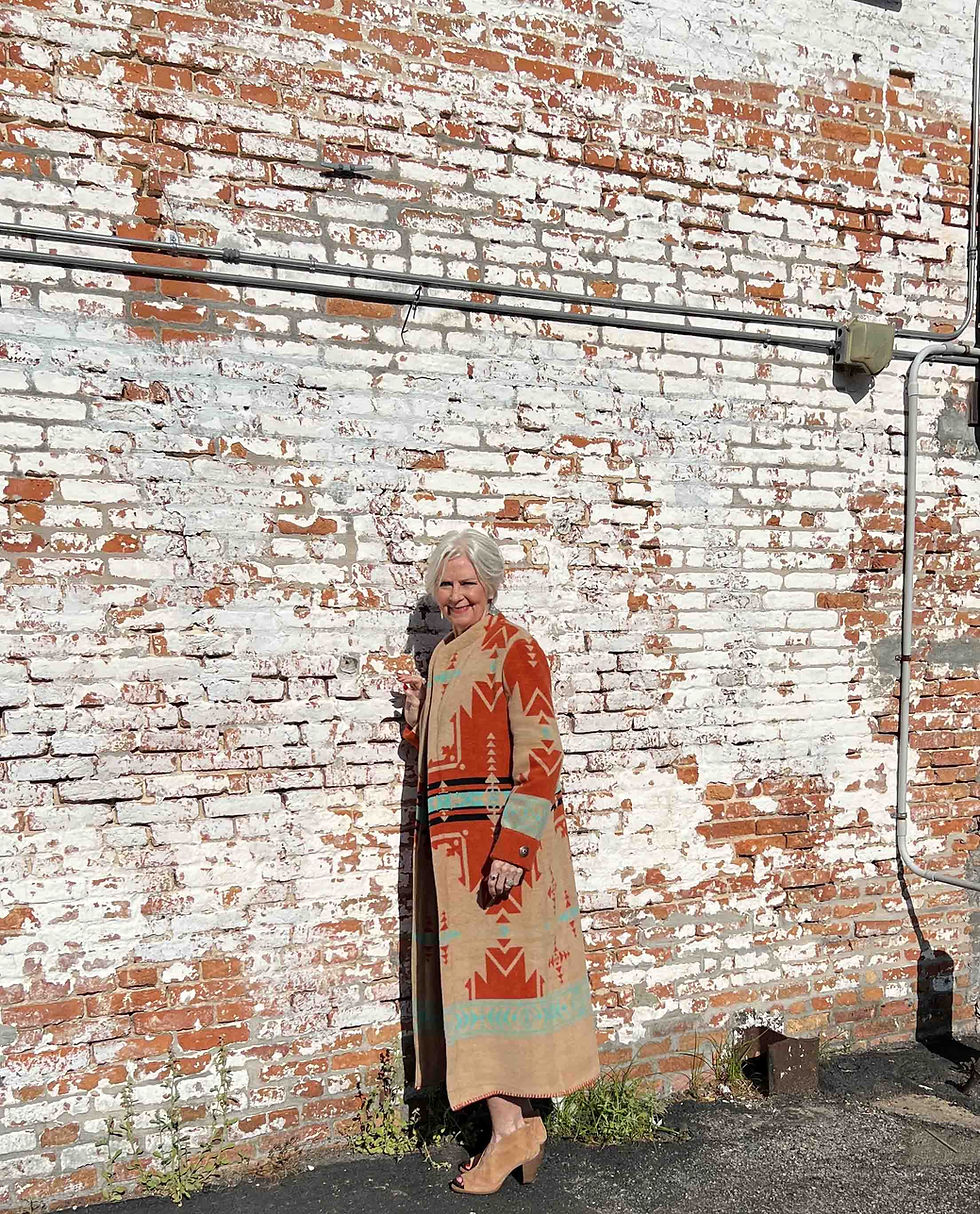 Thumbnail: The Halona Women’s Coat Cuffed Sleeve with Button Woven Fleece Southwestern