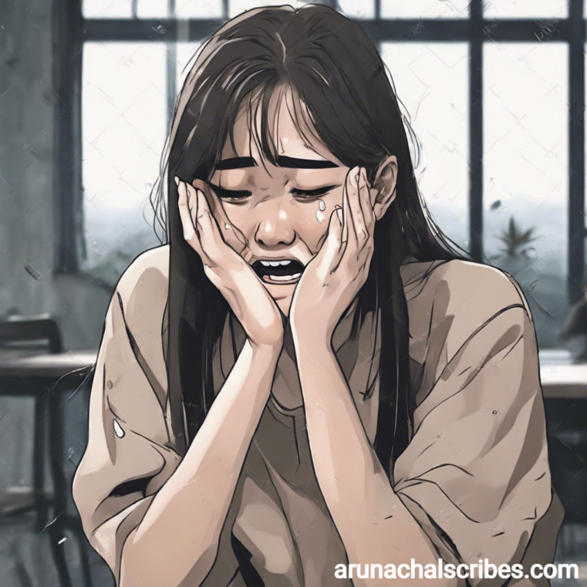 A 13 year old girl crying