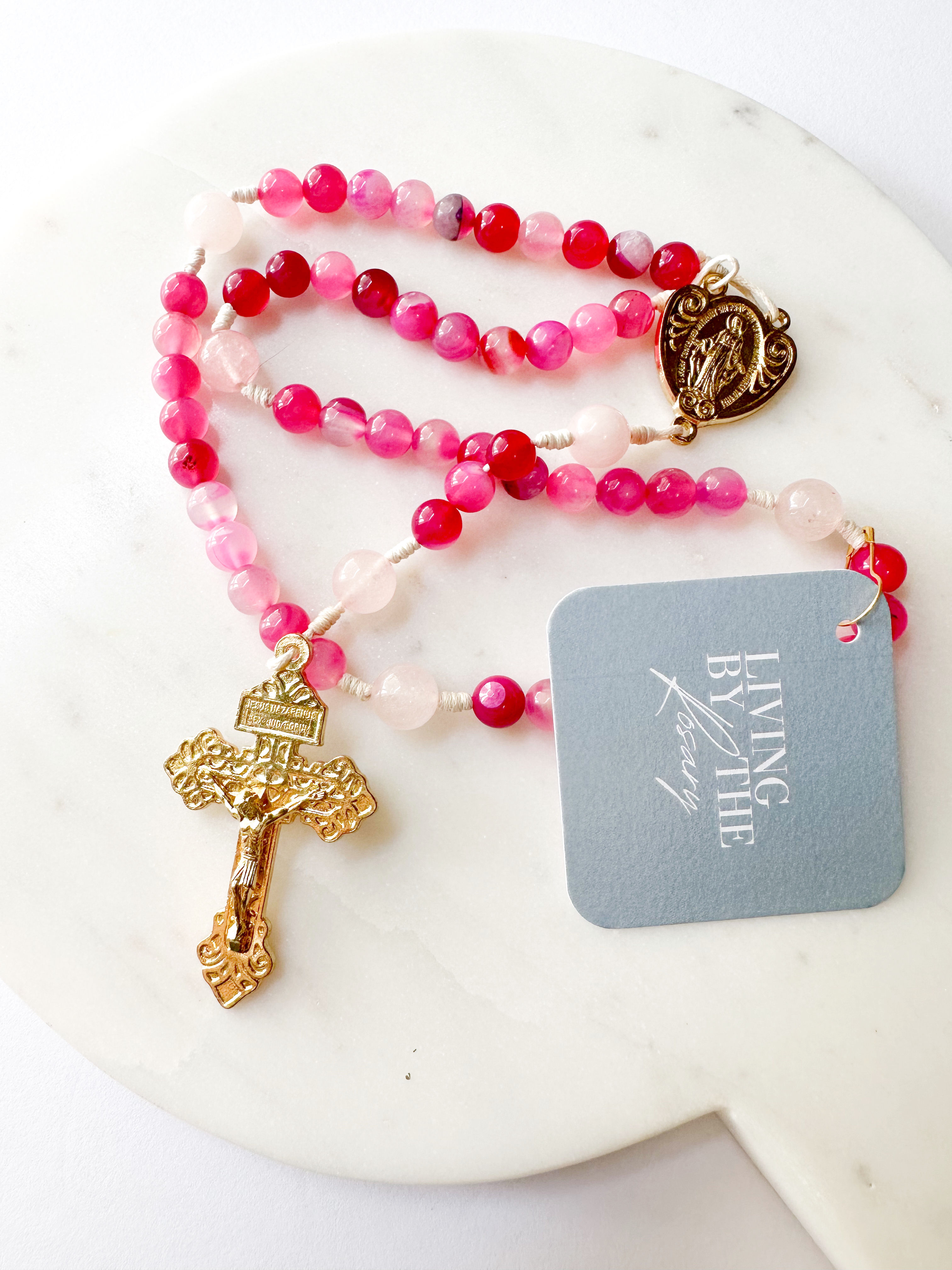 Pink Agate Beaded Rosary