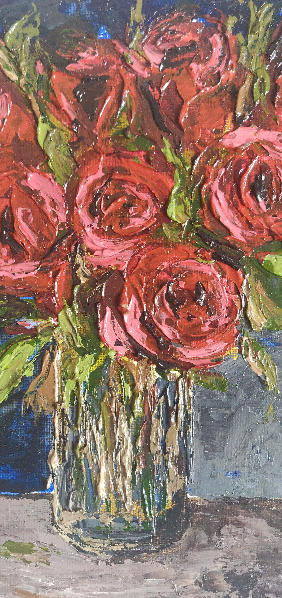 Thumbnail: Original Painting 'Dark Rose Bouquet'