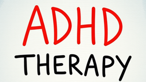 Text reading "ADHD THERAPY" in bold red and black letters on a white background. ADHD therapy in Fitzrovia, Central London - Matthew Frener Therapy