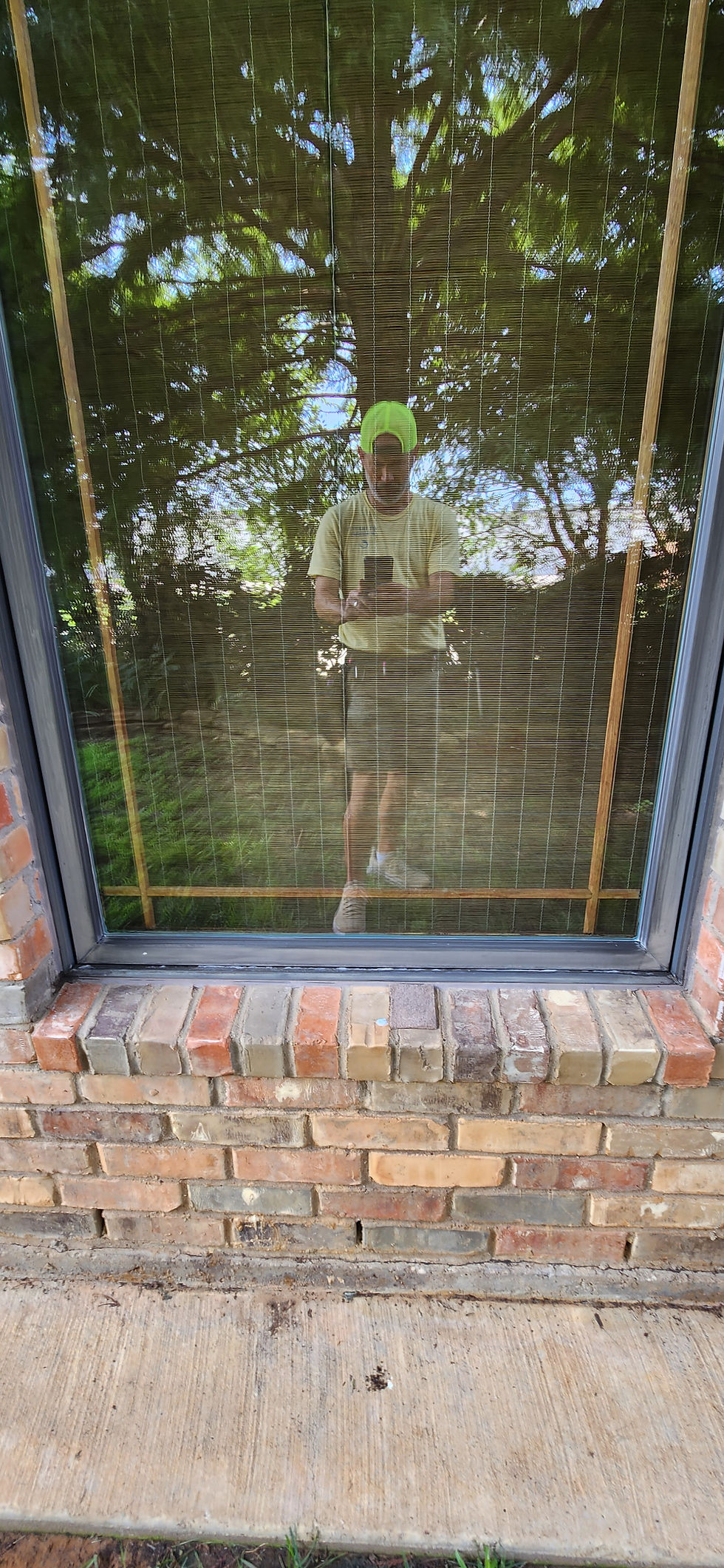 High angle view of a sparkling clean window