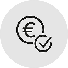 Icon mit Euro-Zeichen und Haken
