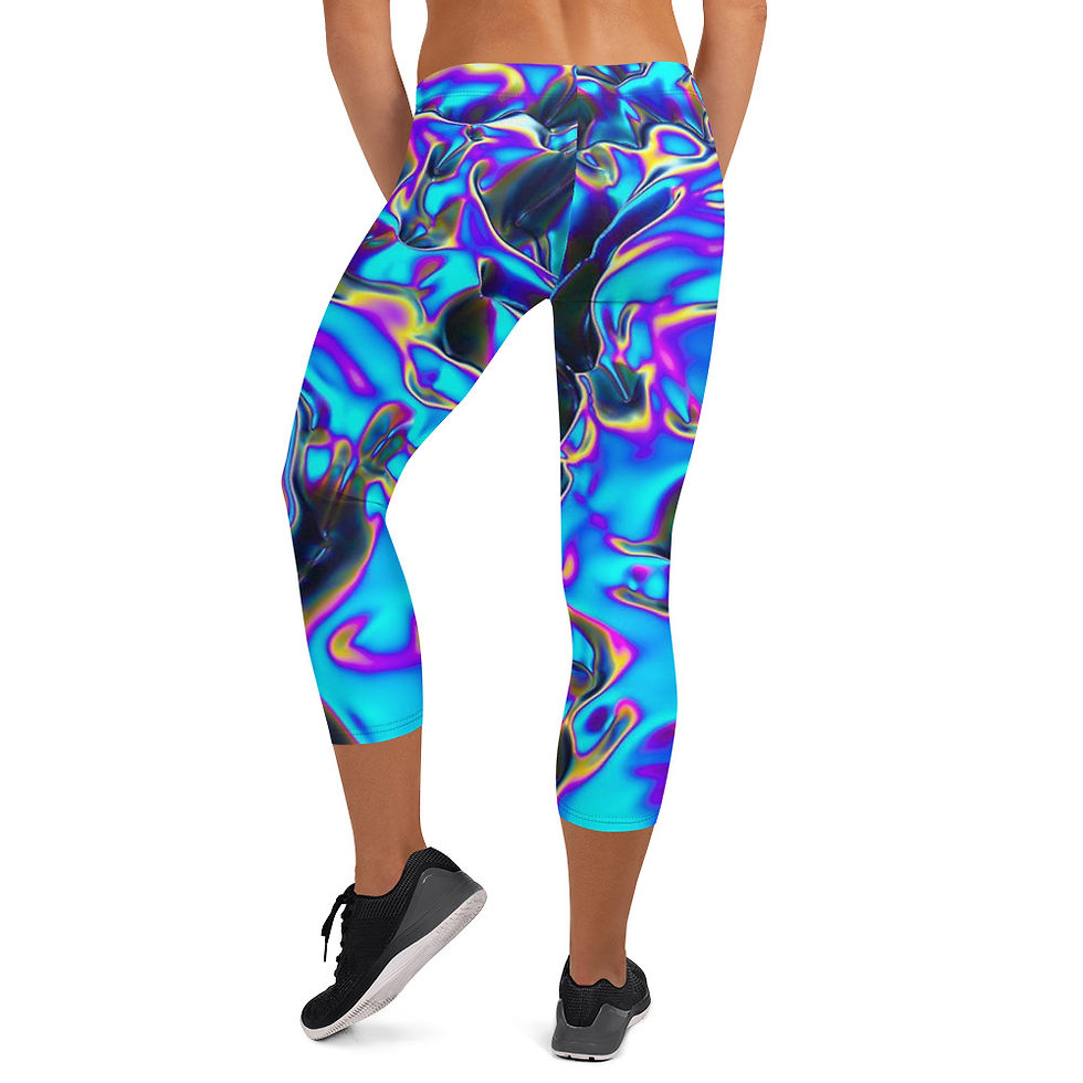 TREKK-EX ®  "Blue Flame" Capri Workout Dance Leggings